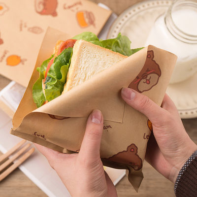 13x13cm sackt fettdichtes doppeltes offenes Papier-Sandwich Taschen-45gsm Burger-Verpackungs-Tasche ein