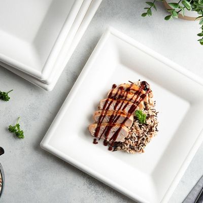 9in 10in Eco freundlicher kompostierbarer Zuckerrohr-Pappteller-Nachtisch-quadratische Kuchen-Platte