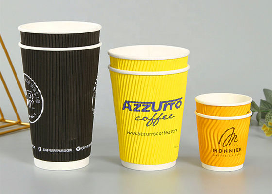 biologisch abbaubare höhlt Kräuselungs-Wand-Wegwerfpapier 20oz 24oz 8-Unze-heiße Getränk-Papierschalen