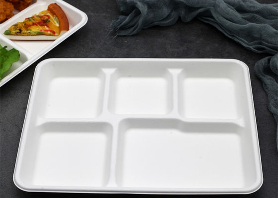 Schulbiologisch abbaubares Bagassen-WegwerfGeschirr 6 5 3 Fach-Mittagessen-Behälter