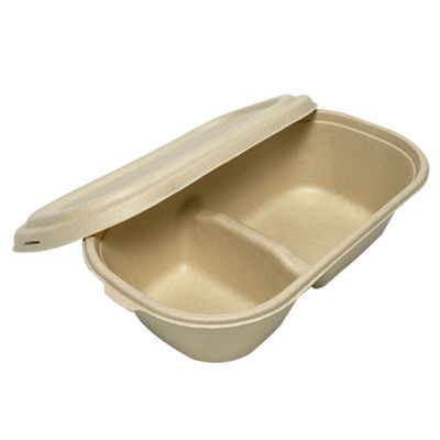 biologisch abbaubares Bagassen-Geschirr-fettdichter Mikrowellen-Behälter 850ml 1000ml mit Deckel
