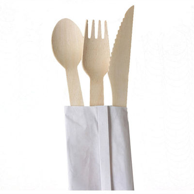 140mm hölzernes Gabel-Wegwerfmesser und Löffel des biologisch abbaubare Birken-hölzernes Tischbesteck-150mm