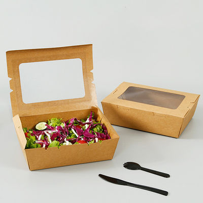 Einweggeschirr-Verpacken- der Lebensmittelkasten des Salat-337gsm biologisch abbaubarer mit Fenster