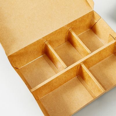 3 4 5 Fach-biologisch abbaubares Einweggeschirr Bento Paper Lunch Box Kraft 3MM