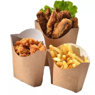 Wegwerf-Pantone PET 220gsm beschichtete Kraftpapier-Pommes Frites Chips Box Packaging