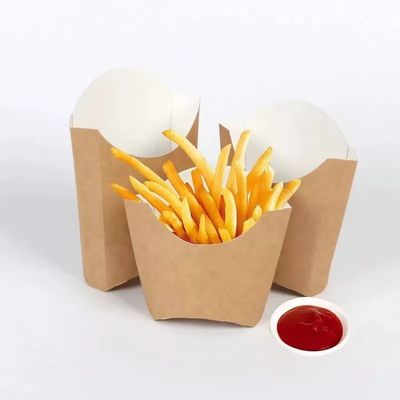 Wegwerf-Pantone PET 220gsm beschichtete Kraftpapier-Pommes Frites Chips Box Packaging