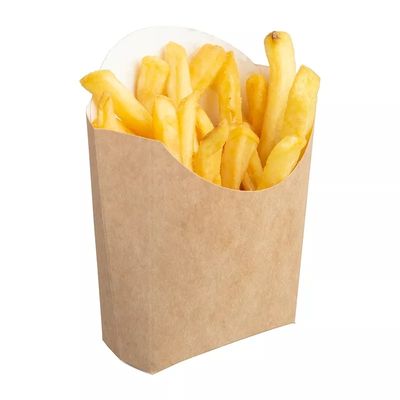 Wegwerf-Pantone PET 220gsm beschichtete Kraftpapier-Pommes Frites Chips Box Packaging
