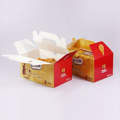 7CM nehmen Verpackenbrathähnchen-Kasten Schnellimbiss-300gsm Papierkästen heraus