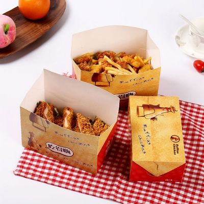 7CM nehmen Verpackenbrathähnchen-Kasten Schnellimbiss-300gsm Papierkästen heraus