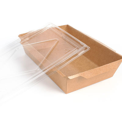 Kraftpapier-Tray Sushi Food Boxs 300gsm 500ml 600ml Wegwerfnahrungsmittelbehälter mit Deckeln