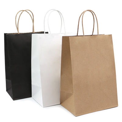 Geschenk-Tasche Kraftpapiers biologisch abbaubare weiße Einweggeschirr-130g 135g mit Griffen