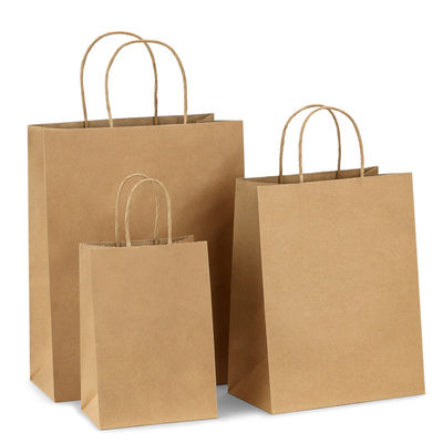 Geschenk-Tasche Kraftpapiers biologisch abbaubare weiße Einweggeschirr-130g 135g mit Griffen