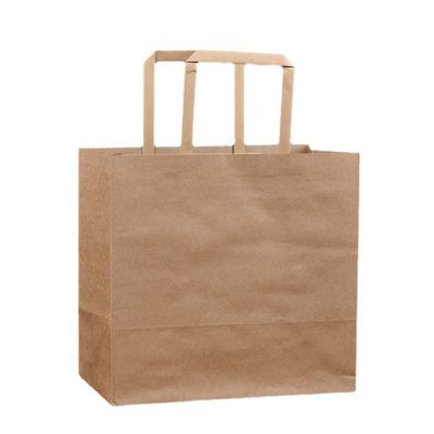 Einweggeschirr-Brown-Papiertüten 250gsm 300gsm biologisch abbaubare mit Griffen