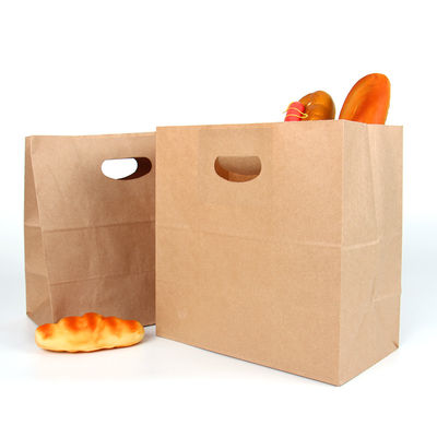 Aufbereitetes 4LBS stempelschnitt Verpacken- der Lebensmittelpapiertüte-Griff-Geschenk-Einkaufstasche 150GSM