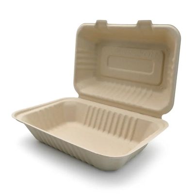 Essgeschirr-essen kompostierbare Partei-Geschirr-Bagassen-Masse 600ml 1000ml Bento Box zu Mittag