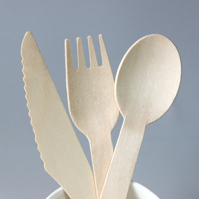 140mm stellte hölzernes Abendessen-Wegwerftischbesteck biologisch abbaubare Gabel-Messer und Löffel ein