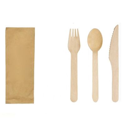 140mm stellte hölzernes Abendessen-Wegwerftischbesteck biologisch abbaubare Gabel-Messer und Löffel ein