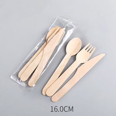 140mm stellte hölzernes Abendessen-Wegwerftischbesteck biologisch abbaubare Gabel-Messer und Löffel ein