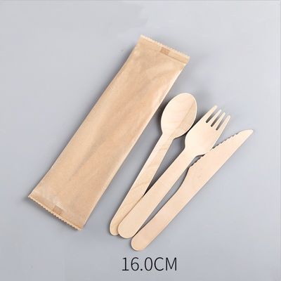 140mm stellte hölzernes Abendessen-Wegwerftischbesteck biologisch abbaubare Gabel-Messer und Löffel ein