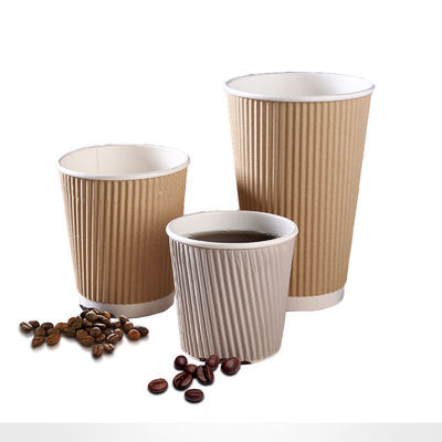 90MM PS recyclebare 12oz Kraftpapier Kräuselungs-Papierschalen Tripple-Wand Winkels des Leistungshebels für Kaffee