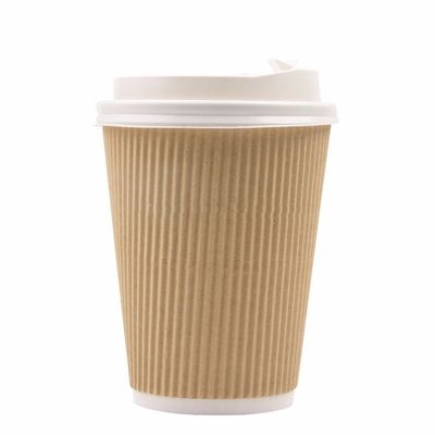 90MM PS recyclebare 12oz Kraftpapier Kräuselungs-Papierschalen Tripple-Wand Winkels des Leistungshebels für Kaffee