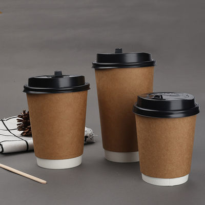 PET 10oz 12oz beschichtete doppel-wandige Papierschalen-Wegwerfkaffeetassen mit Deckeln